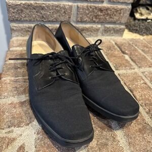 Salvatore Ferragamo 8.5B Women's Shoes Black Nylon Lace Oxford #0004